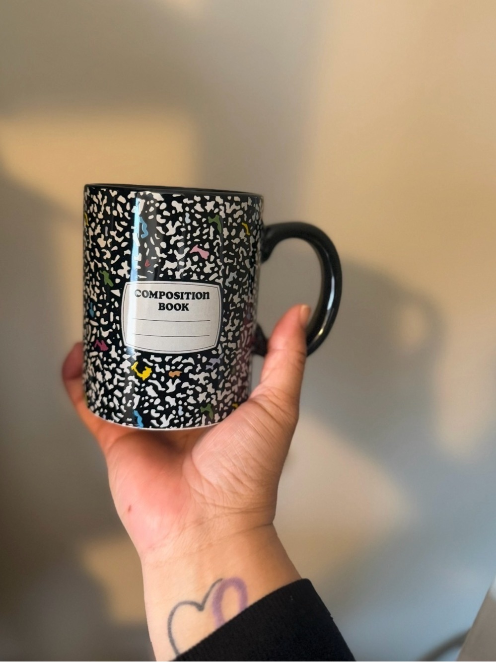 Composition Book Pattern Black Ceramic Coffee Mug - Unbranded